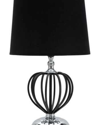 Glam Bordlampe   Sort  Metal  Pvc Og Stof   28x44x5 Cm
