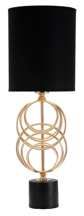 Glam Bordlampe   Sort Og Guldfarve  Metal Og Stof   20x58x5 Cm