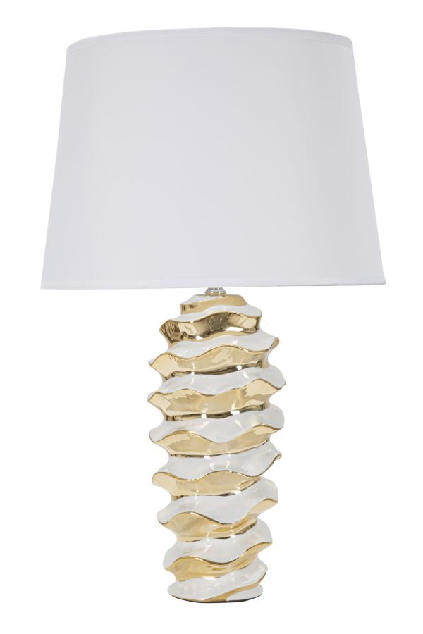 Glam Bordlampe  Keramik  Jern Og Stof   33x53 Cm