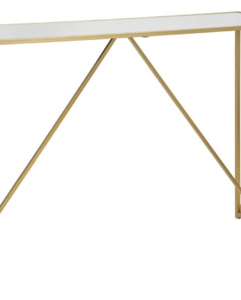 Glam Konsolbord   Guldfarve  Metal  Mdf Og Glas   120x40x80 Cm