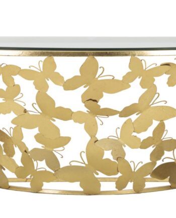 Glam Konsolbord   Jern Og Glas  Guldfarvet   120x40x5 37x2 Cm