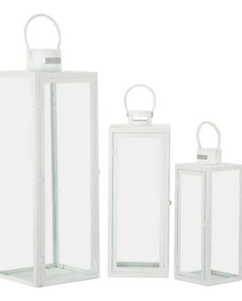 Glam Lanterner   Jern Og Glas   22x22x66 Og 18x18x49 Og 14x14x39 Cm