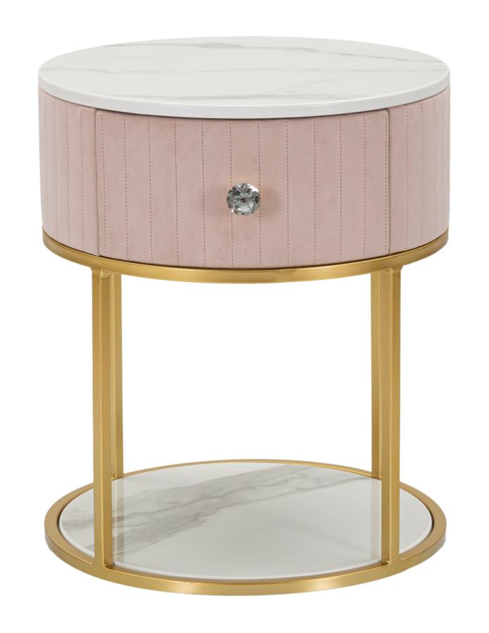 Glam Sengebord  Metal  Træ Og Stof   42x48 Cm
