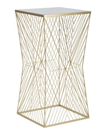 Glam Sidebord   Guldfarve  Jern Og Glas   50x50x100 Cm