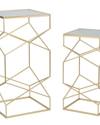 Glam Sideborde   Guldfarve  Jern Og Glas   50x50x100 Og 40x40x80 Cm