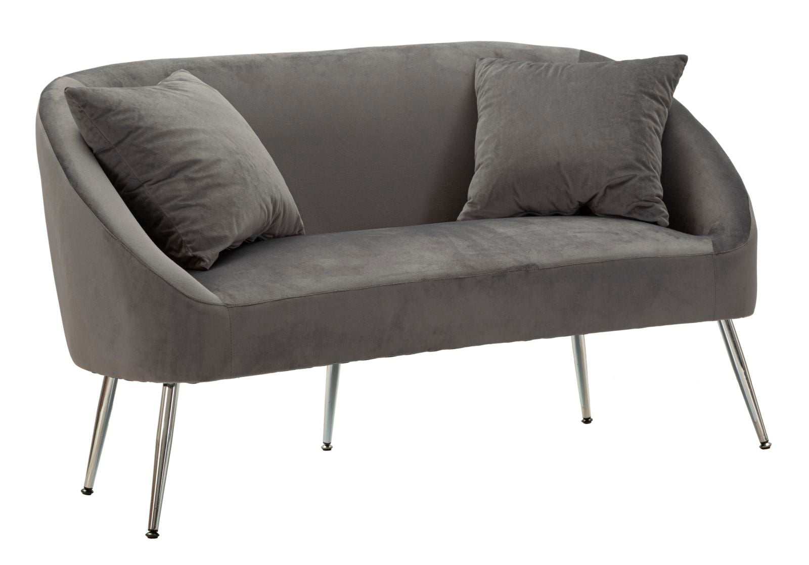 Glam Sofa   Sølv Af Fyrretræ Træ  Mdf  Polyester Og Metal   137x69x79 Cm