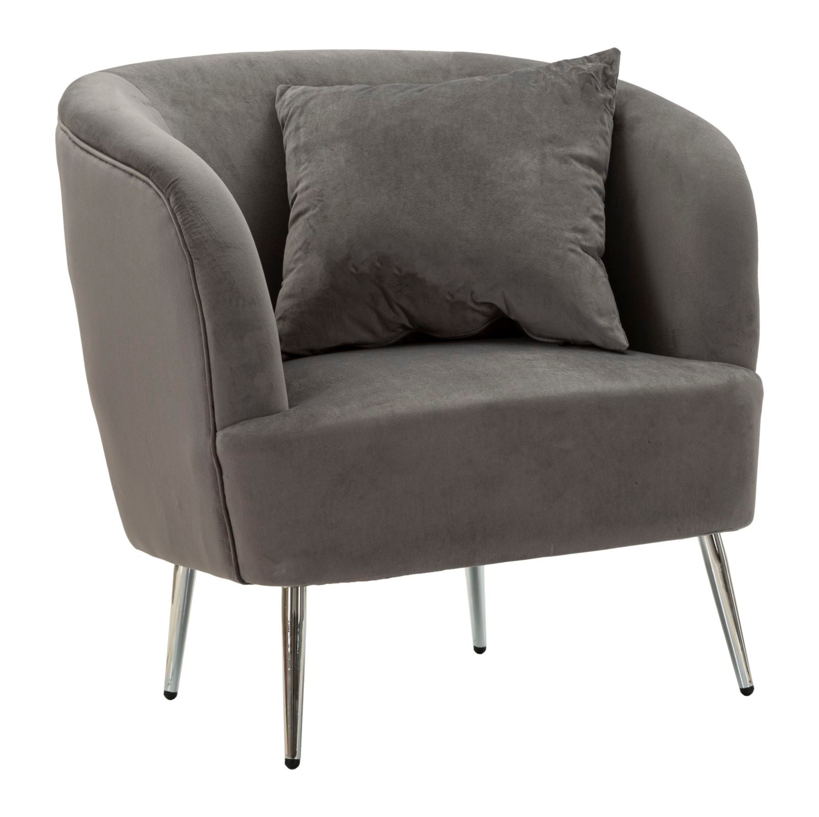 Glam Stol   Sølv Af Fyrretræ Træ  Mdf  Polyester Og Metal   73x66x78 Cm