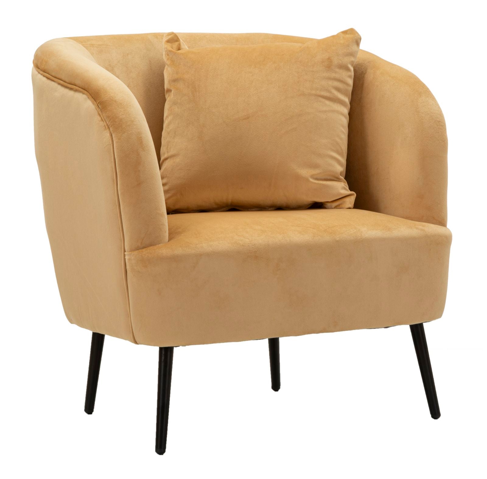 Glam Stol   Sort Af Fyrretræ Træ  Mdf  Sponge  Polyester Og Metal   73x66x78 Cm