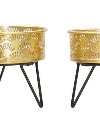 Glam Vaser   Guldfarve  Metal    20x5x13 Og 18x13 Cm