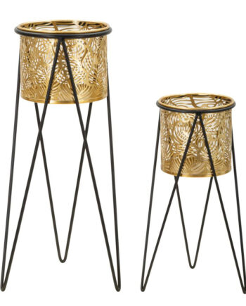Glam Vaser   Guldfarve  Metal    21x20x46 Og 18x18x32 Cm