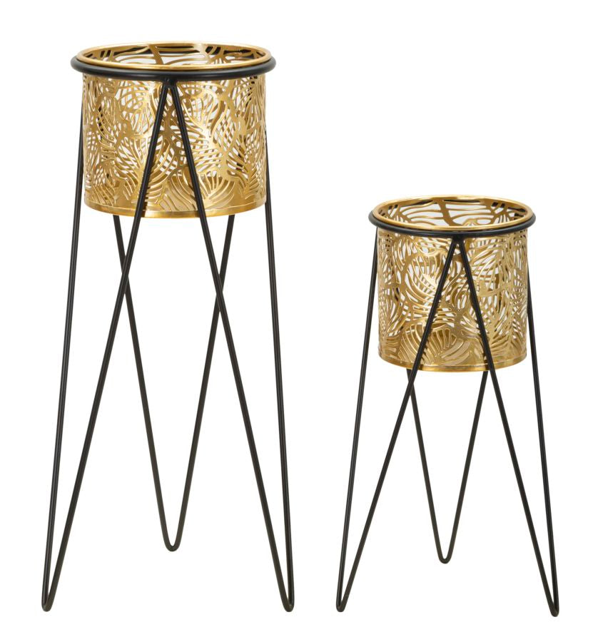 Glam Vaser   Guldfarve  Metal    21x20x46 Og 18x18x32 Cm