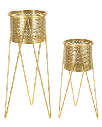 Glam Vaser   Guldfarve  Metal   21x20x46 Og 18x18x32 Cm