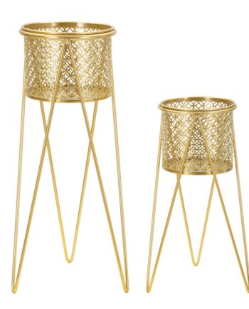 Glam Vaser   Guldfarve  Metal   21x20x46 Og 18x18x32 Cm
