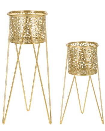 Glam Vaser   Guldfarve  Metal   21x20x46 Og 18x18x32 Cm