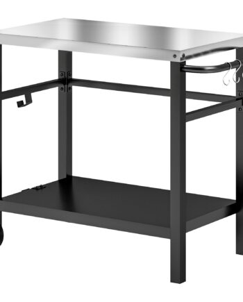 Grillvogn  Serveringsvogn Med   Niveauer  Arbejdsflade  Hylder  Kroge  Hjul  Rustfrit Stål  102   56   81 Cm