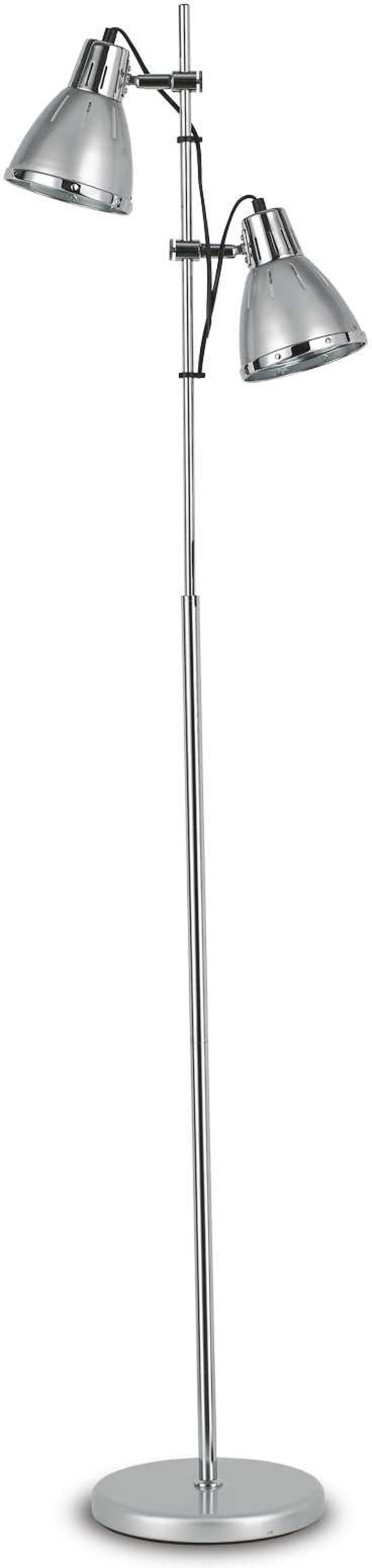 Gulvlampe Ideal Lux Elvis Standerlampe Sølv Metal ø24   H160 Cm Dobbelthovedet E27 2x60w