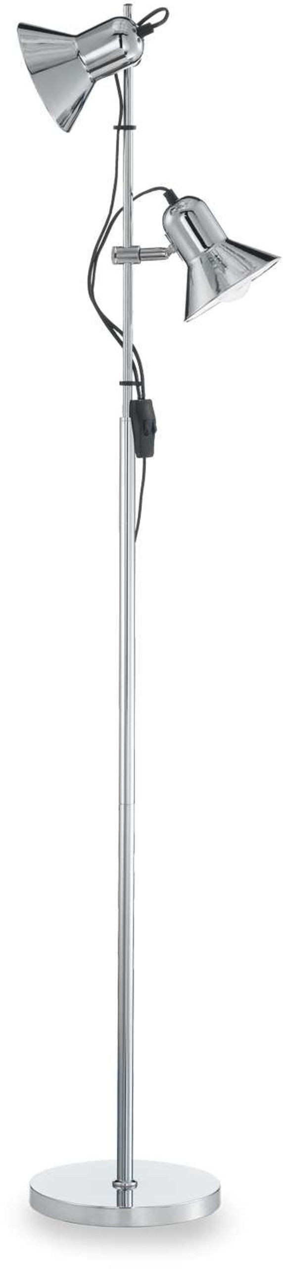Gulvlampe Ideal Lux Polly Krom   ø22ã H154 Cm Metal Standerlampe Med 2xe27 Og Justerbar Skærm