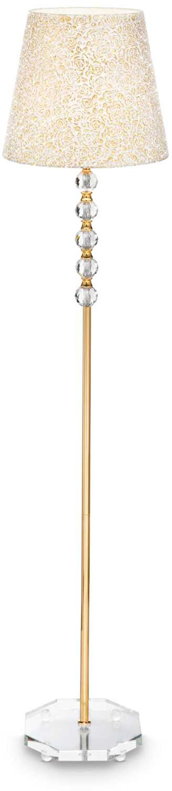 Gulvlampe Ideal Lux Queen Med Krystaldetaljer   Guld ø35   H157   Cm