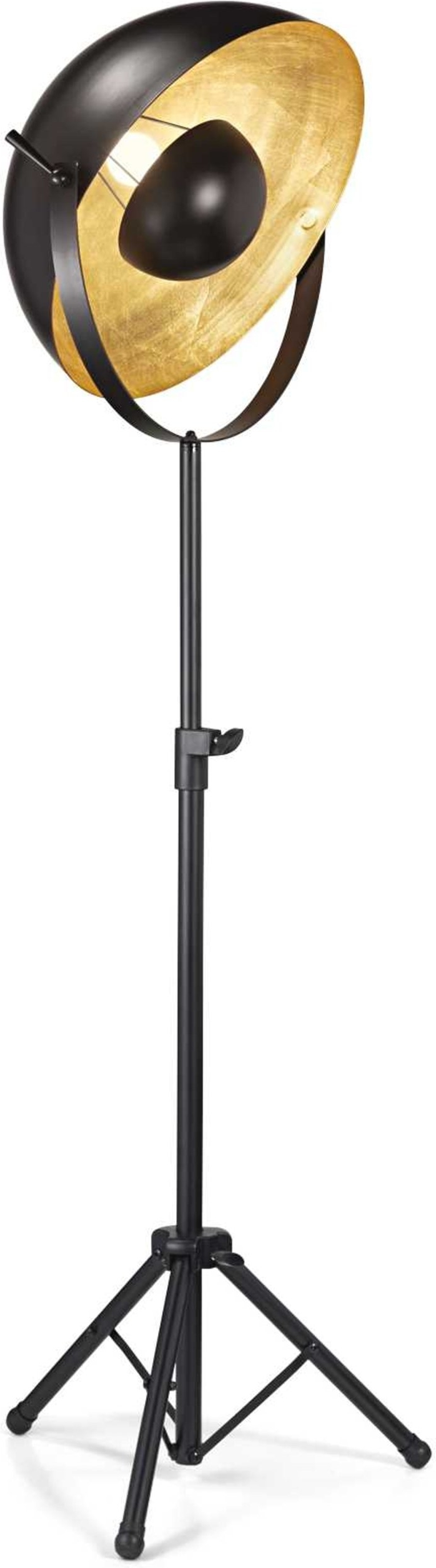 Gulvlampe Ideal Lux Stage Mat Sort Guld Metal Justerbar Højde H140-205 Cm ø500 Mm E27