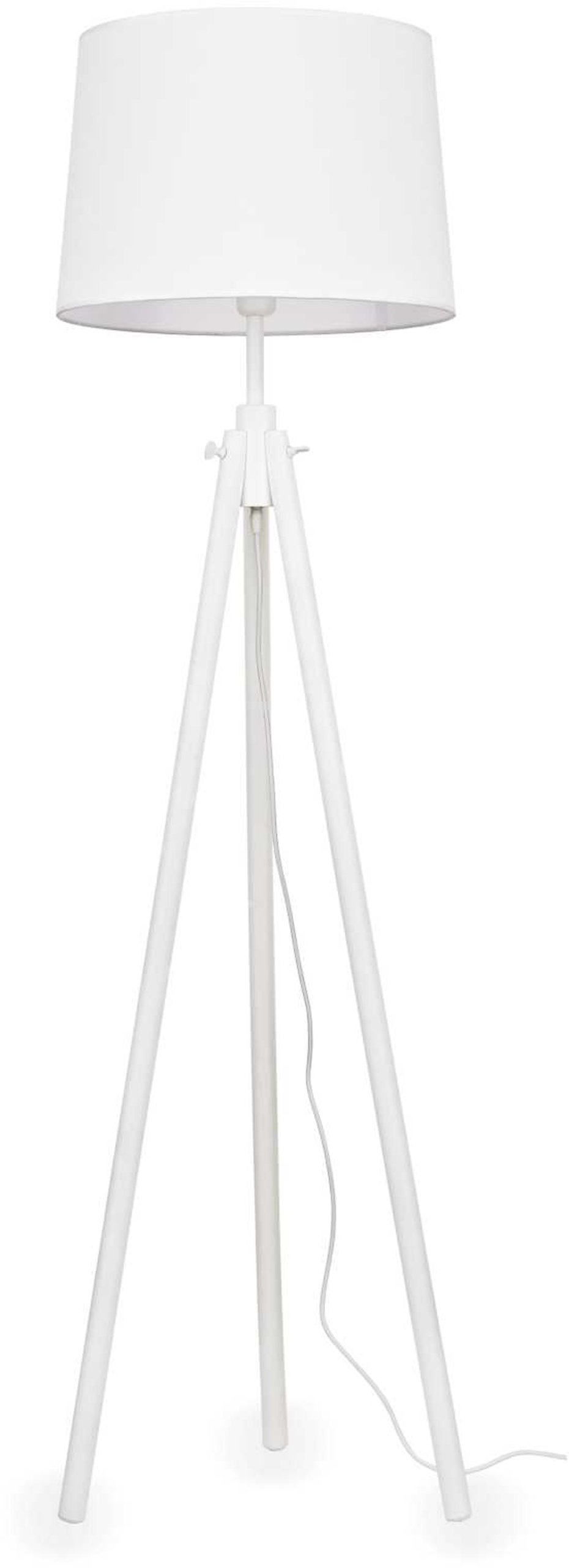 Gulvlampe Ideal Lux York Hvid Træ Og Stof Minimalistisk Standerlampe ø48   H164 Cm E27