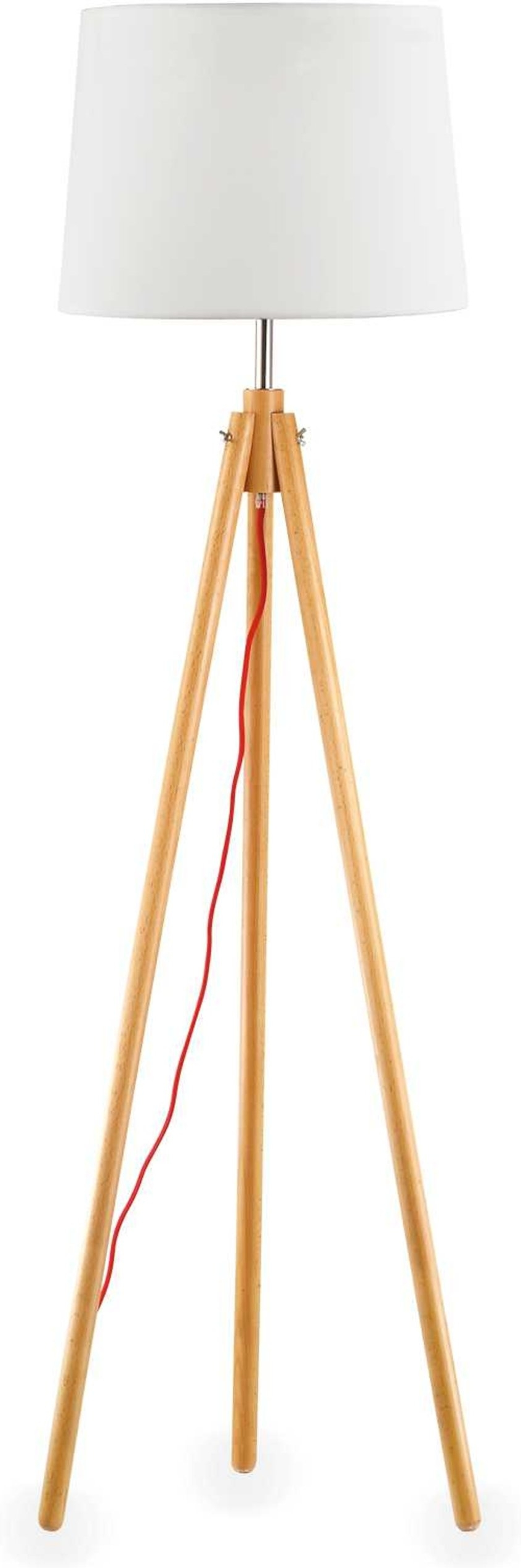 Gulvlampe Ideal Lux York Naturtræ   Stof Med Metaldetaljer ø48   H164 Cm