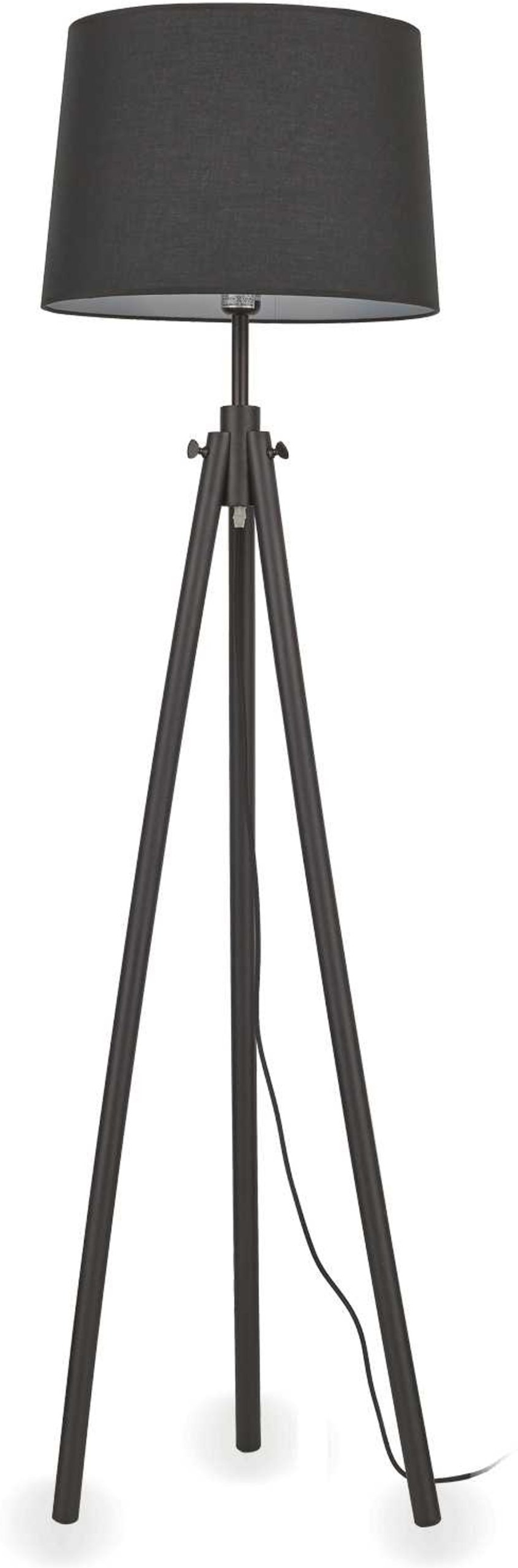Gulvlampe Ideal Lux York ø48   164 Cm Sort   Træ Og Stof