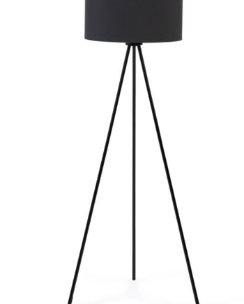 Gulvlampe Kave Home Ikia   Moderne Sort Tripodlampe ø65ã H157 Cm Med Bomuldsskærm  E27