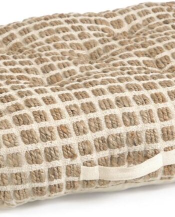 Gulvpude Kave Home Adelma 63x63x20 Cm Naturhvid Jute Bomuld Rustik