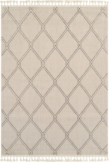 Gulvtæppe Loomery Capo 150x220 Cm Creme Antracit 3d Diamantmønster