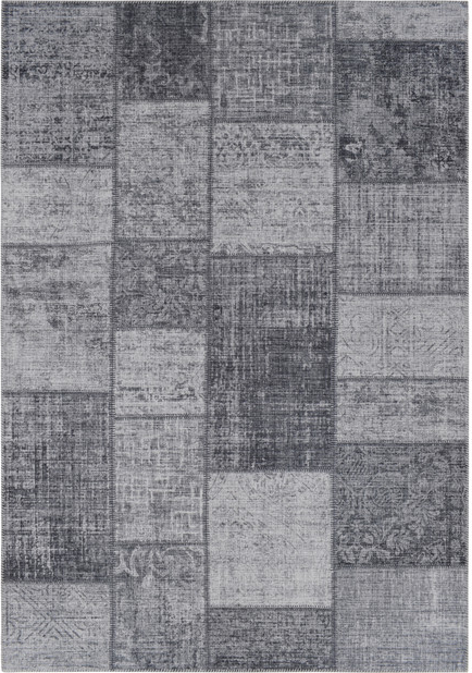 Gulvtæppe Loomery Fenix Fløjlsgarn 200ã 290 Cm Grå Patchwork Vintage