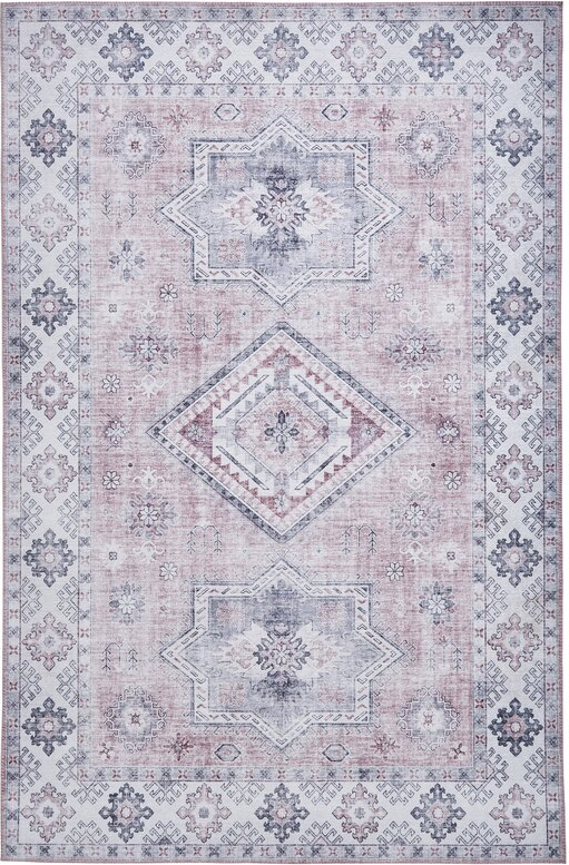 Gulvtæppe Loomery Fenix Lyserød 80x150 Cm Blødt Fløjlsgarn Vintage-mønster