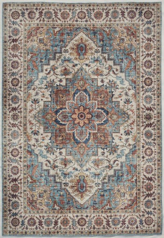Gulvtæppe Loomery Fenix 80   150 Cm Blå Fløjlsgarn Vintageinspireret