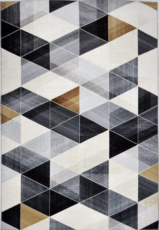 Gulvtæppe Loomery Fenix 60x110 Cm Sort Fløjlsgarn Geometrisk Vintage-mønster