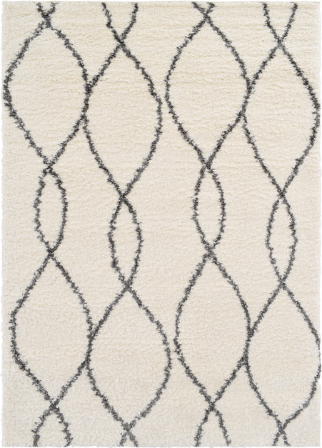 Gulvtæppe Loomery Parma Elfenben Grå 120   170 Cm Soft Frise Polyester