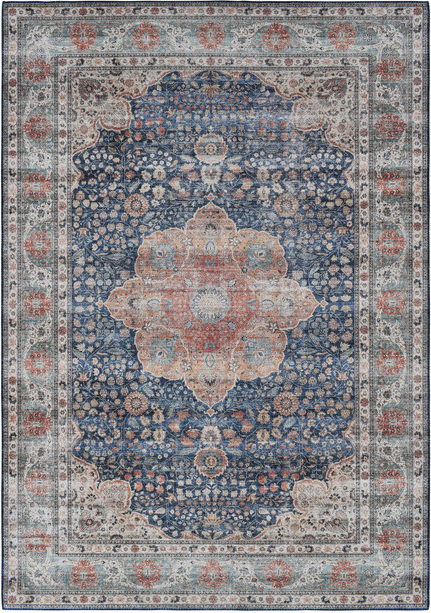Gulvtæppe Loomery Toucan 120x170 Cm Orientalsk Inspireret Vintage Marineblå Polyester
