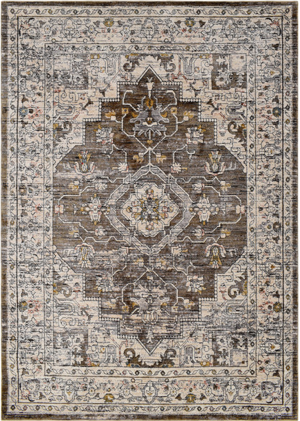 Gulvtæppe Loomery Troye 170x120 Cm Multifarvet Polyester Medallion-design High Low Struktur