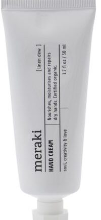 Håndcreme Meraki Linen Dew   økologisk Cosmos Med Aloe Vera  Kakaosmør   Avocadoolie  Duft Af Pebermynte   Patchouli