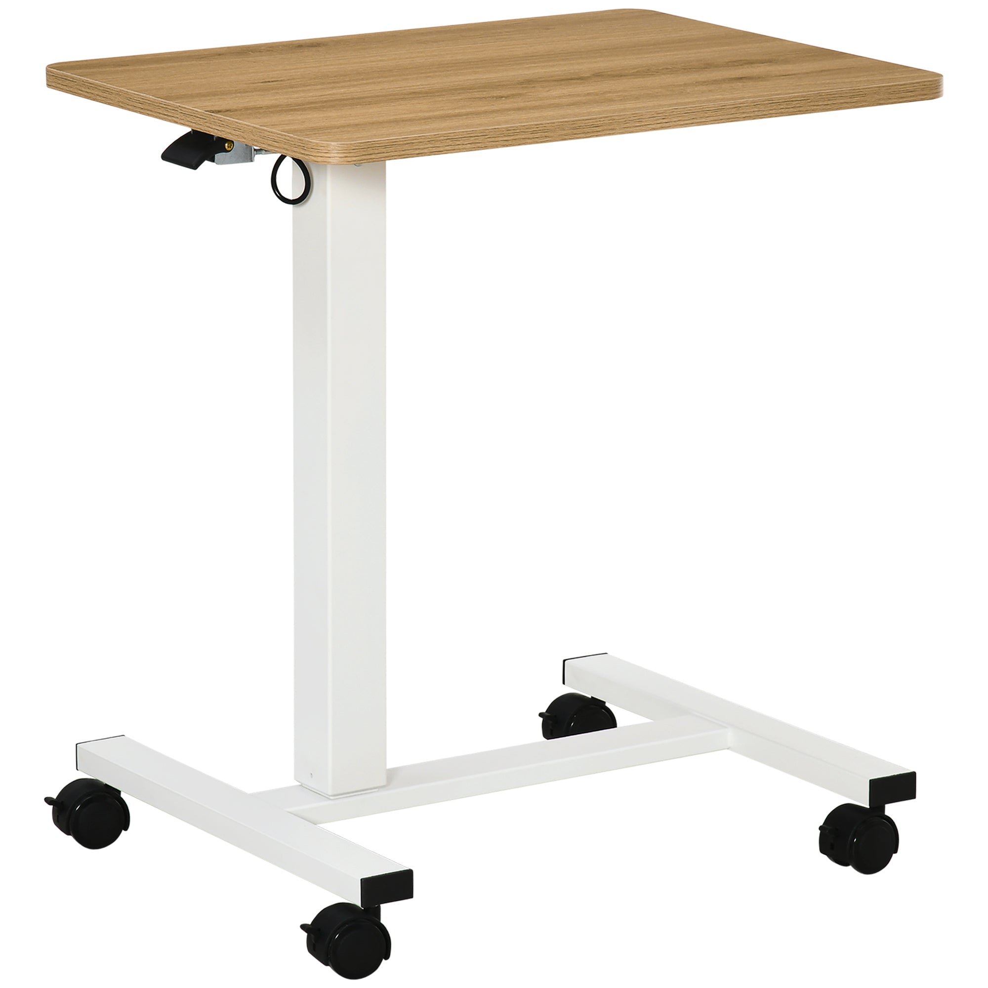Hæve-sænkebord Højdejusterbart Inkl    Hjul  -form 65 Cm   48 Cm   70-110 Cm Natur   Hvid