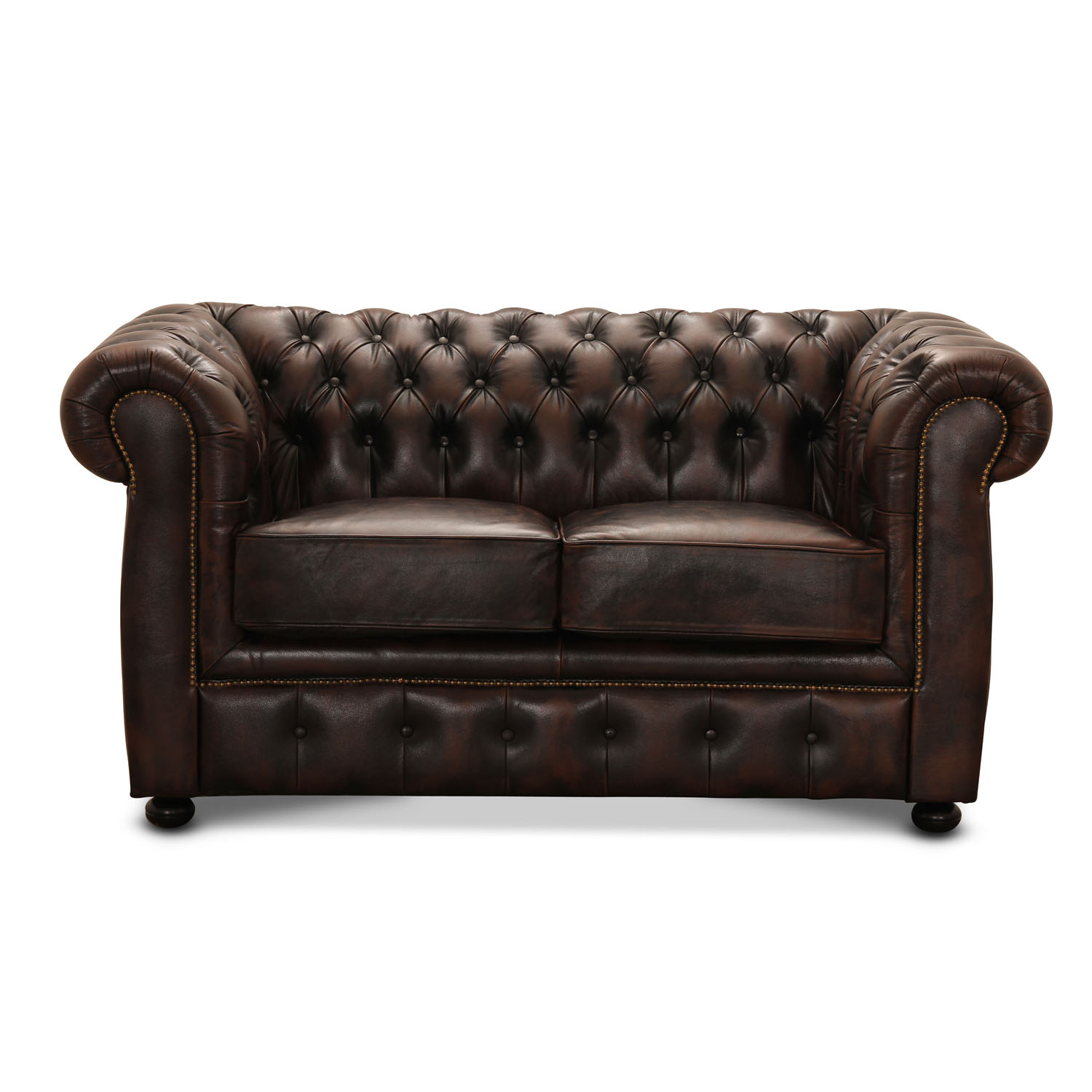 Haga Liverpool Pers Chesterfield Sofa Brun Læder Og Træ
