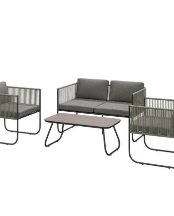 Havemøbelsæt Af Polyrattan Loungesæt Med Sofa  Lænestol  Bordhynder  Vejrbestandig 116   60   69 Cm Brun   Mørkegrå
