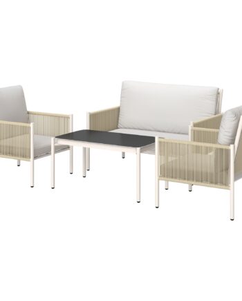 Havemøbelsæt Af Polyrattan Loungesæt Med  -personers Sofa  Lænestol  Glasbord  Hynder Til   Personer  Brun   Grå