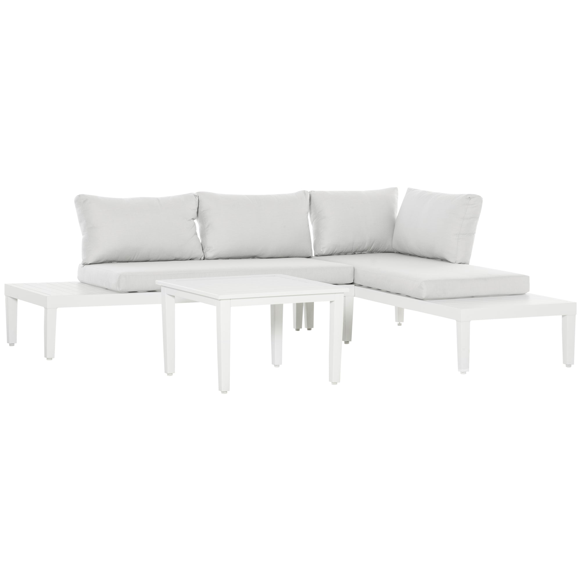 Havemøbelsæt Til   Personer Med Sidebord Og Sofa Med Hynder   -formet Udendørs Aluminium  Cremehvid