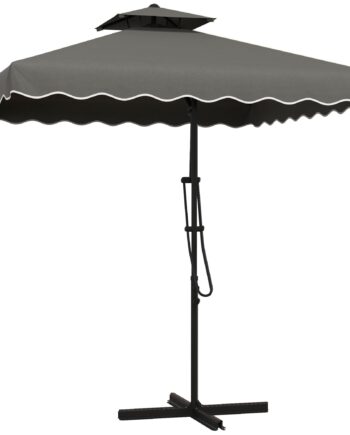 Haveparasol  Fritstående Parasol  Dekorativ Kant  Ventileret Tag  Metalramme    4x2 4x2 6m  Mørkegrå