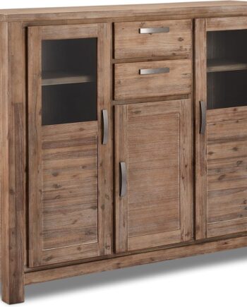 Highboard Raymond   Hallmark Boston  Akacietræ Med Vitrinedøre  140ã 160ã 45 Cm  Brun