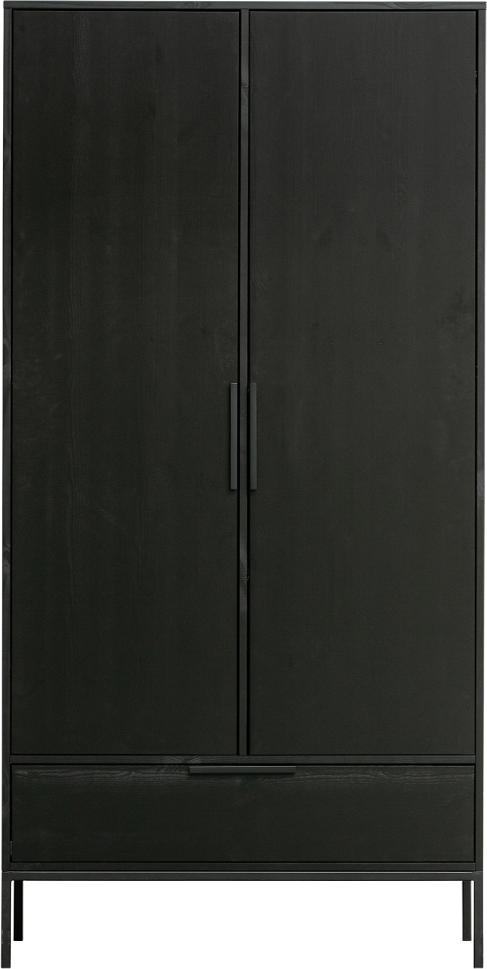 Highboard Woood Adam   Sort Massivt Fyrretræ Opbevaringsskab 200    100    53 Cm