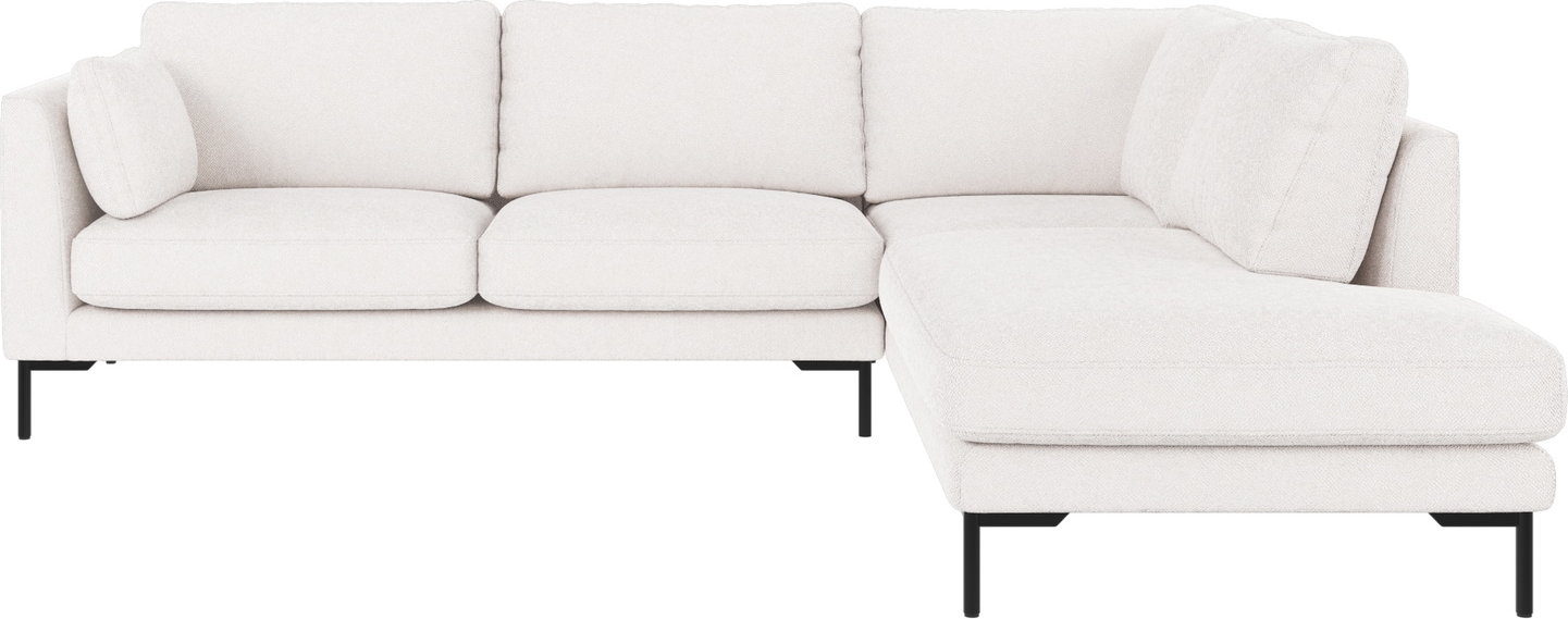 Hjørnesofa Højrevendt Rowico Corwin  Hvid Bobby   Stof  Sorte Metalben  266x226 Cm
