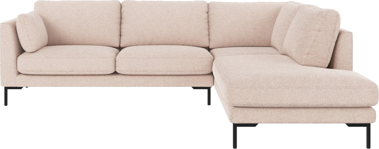 Hjørnesofa Højrevendt Rowico Corwin Skandinavisk Lysebeige Stof Max 01 Med Sorte Metalben Fsc-mix Certificeret