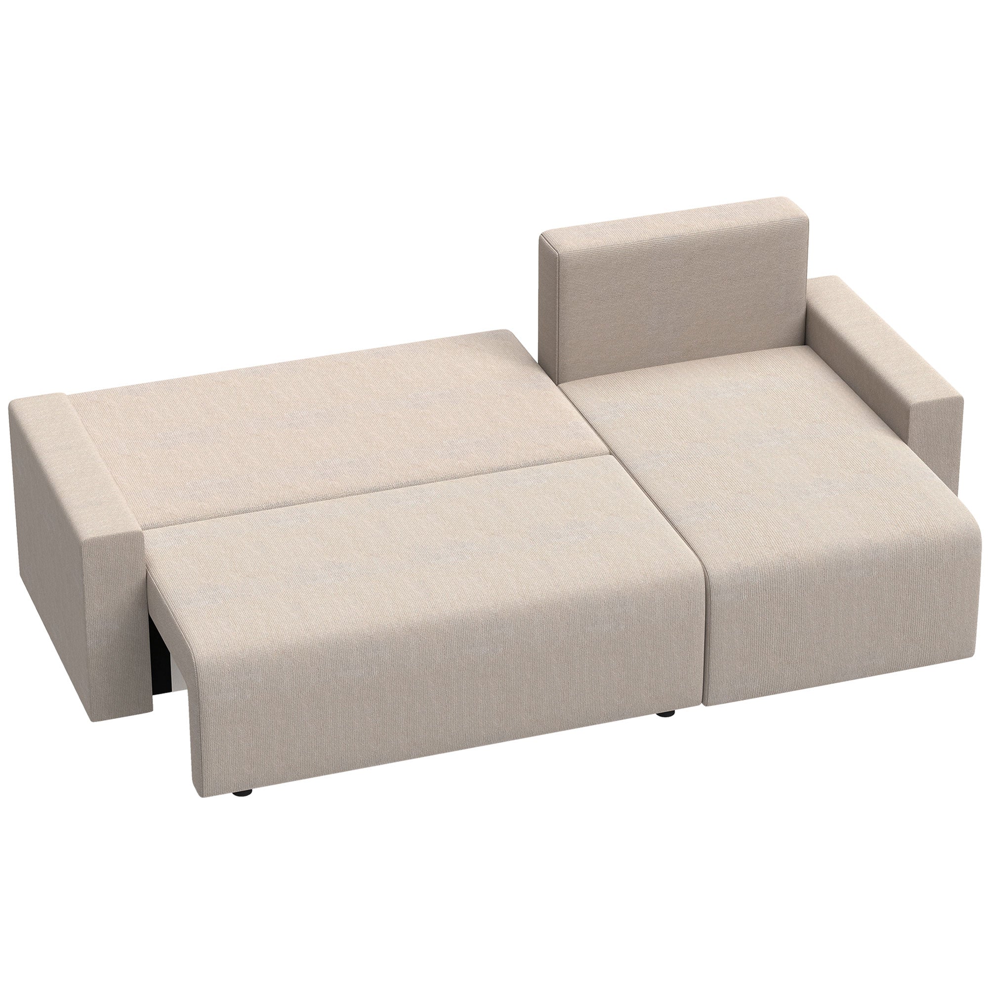Hjørnesofa Med Sovefunktion Og Vendbar Chaiselong   -formet  -personers Sofa Med Velourbetræk  Beige