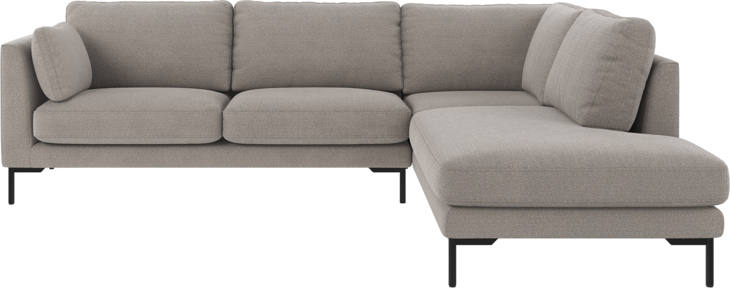 Hjørnesofa Rowico Corwin Højrevendt 266ã 226 Cm Lysgrå Polyesterstof Med Sort Metalstel