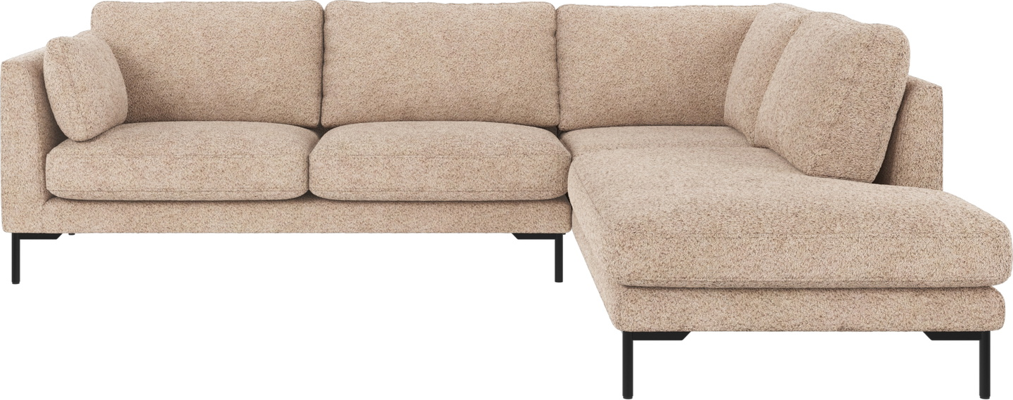 Hjørnesofa Rowico Corwin Højrevendt   Anna   Lysebeige Polyester Med Sorte Metalben 16 Cm H83ã B266ã D226 Cm